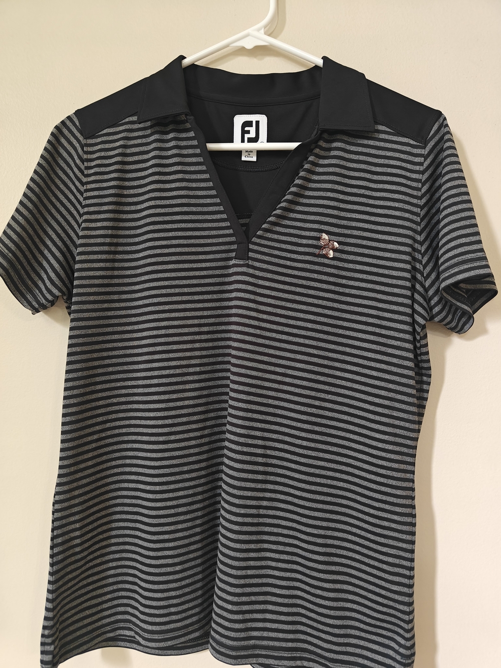 FootJoy Black & Gray Striped Women's Golf Polo